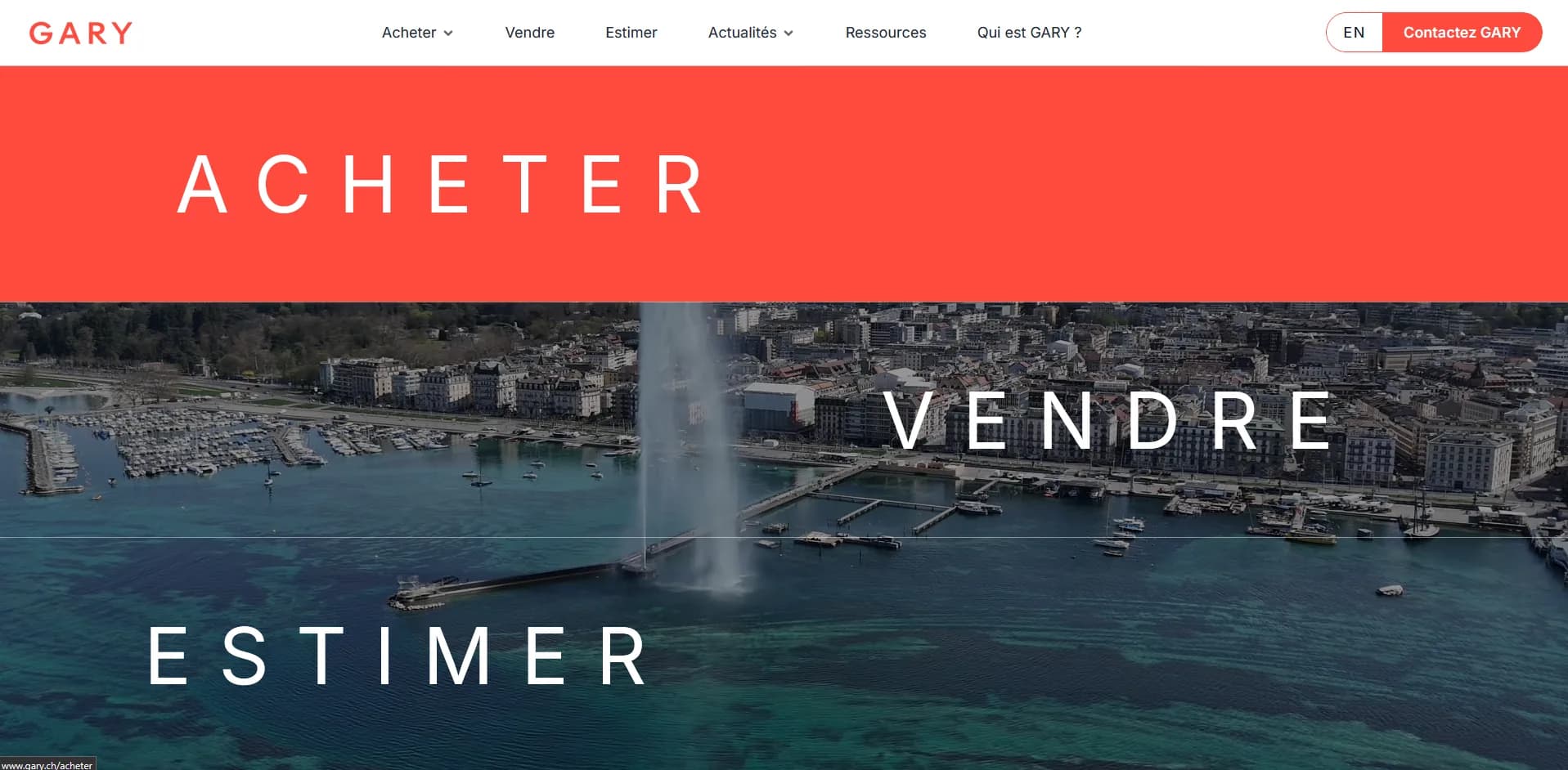Accueil de gary.ch : Acheter, Vendre, Estimer sur le jet d'eau de Genève