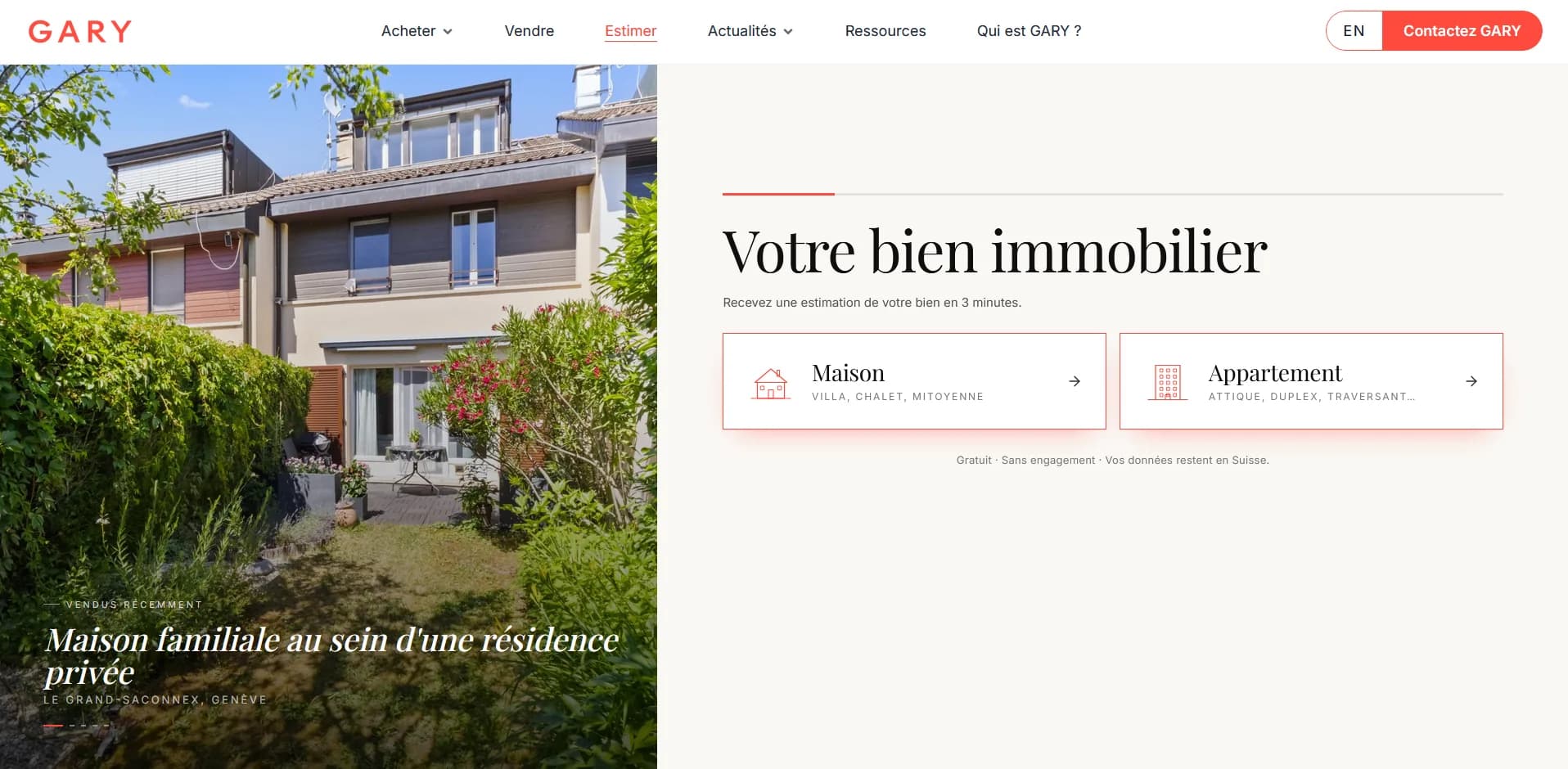 Estimation d'un bien sur gary.ch